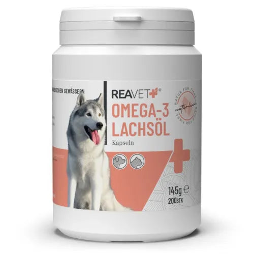 Dogs, Cats, REAVET Omega-3 Salmon Oil Capsules 200 count