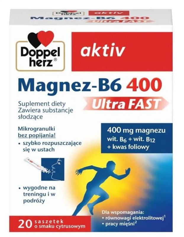 Doppelherz Aktiv Magnesium B6-400 Ultra Fast x 20 sachets