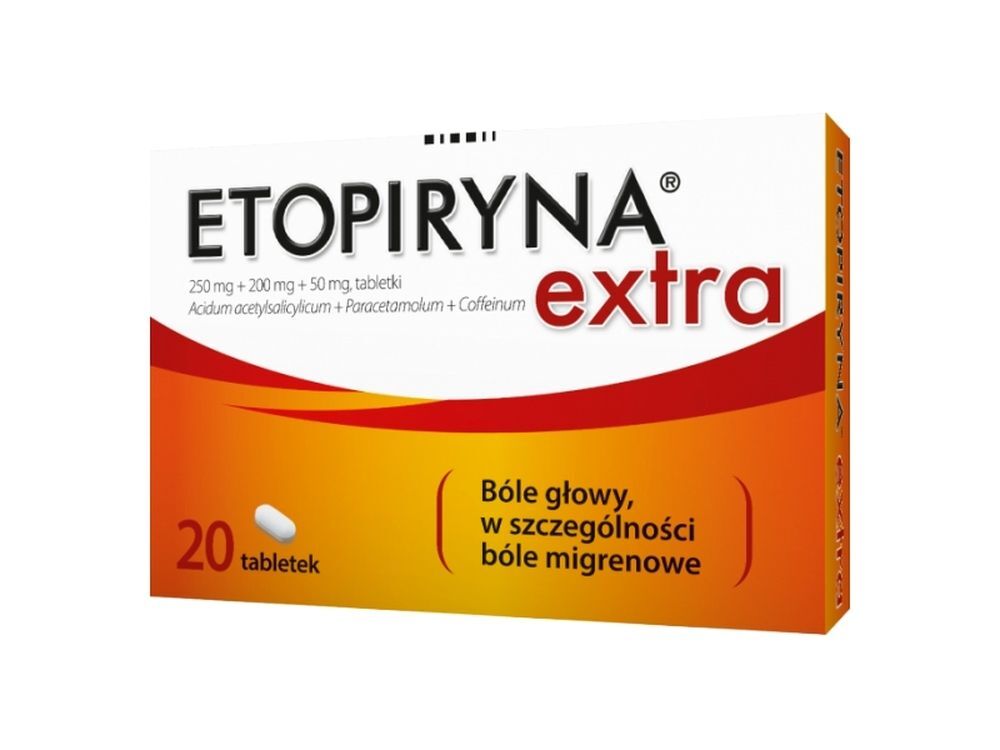 Extra Etopiryna x 20 tablets, aspirin, acetaminophen, caffeine