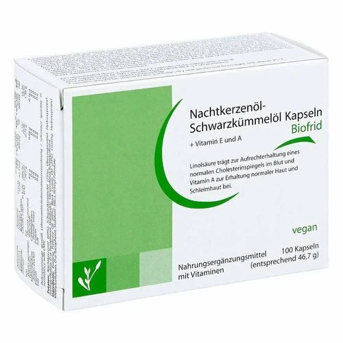 Evening primrose oil - black cumin seed oil capsules Biofrid 100 pcs