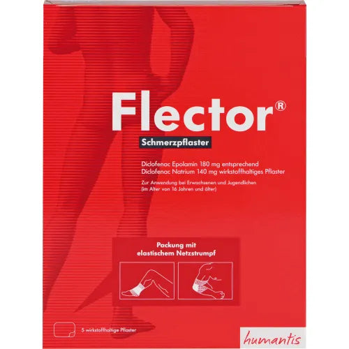 FLECTOR pain plaster + elastic fishnet stocking 5 pc band Aid, first aid kit band