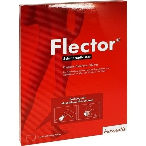 FLECTOR pain plaster + elastic fishnet stocking 5 pc band Aid, first aid kit band
