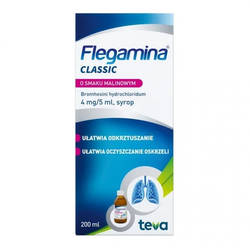 Flegamina 4mg / 5ml syrup, raspberry flavor 120ml
