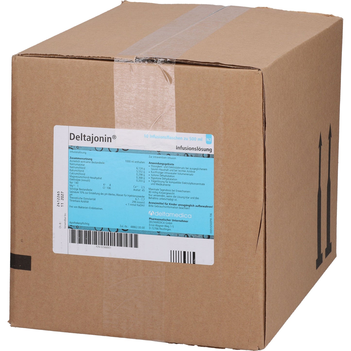 Fluid and electrolyte imbalance, infusion solutions, DELTAJONIN Plastic Infusion Solution