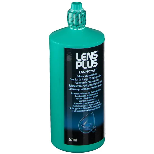 For rinsing all contact lenses, LENS PLUS OcuPure® Saline Solution