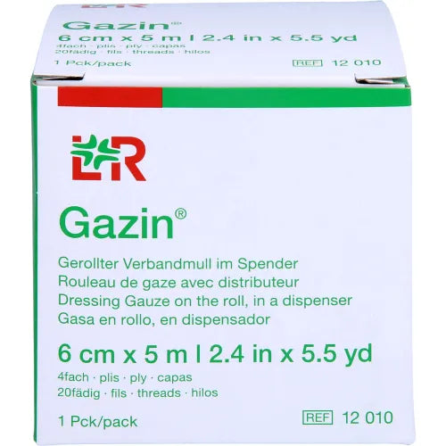 GAZIN Gauze Bandage 6 cm x 5 m, 4-ply roll