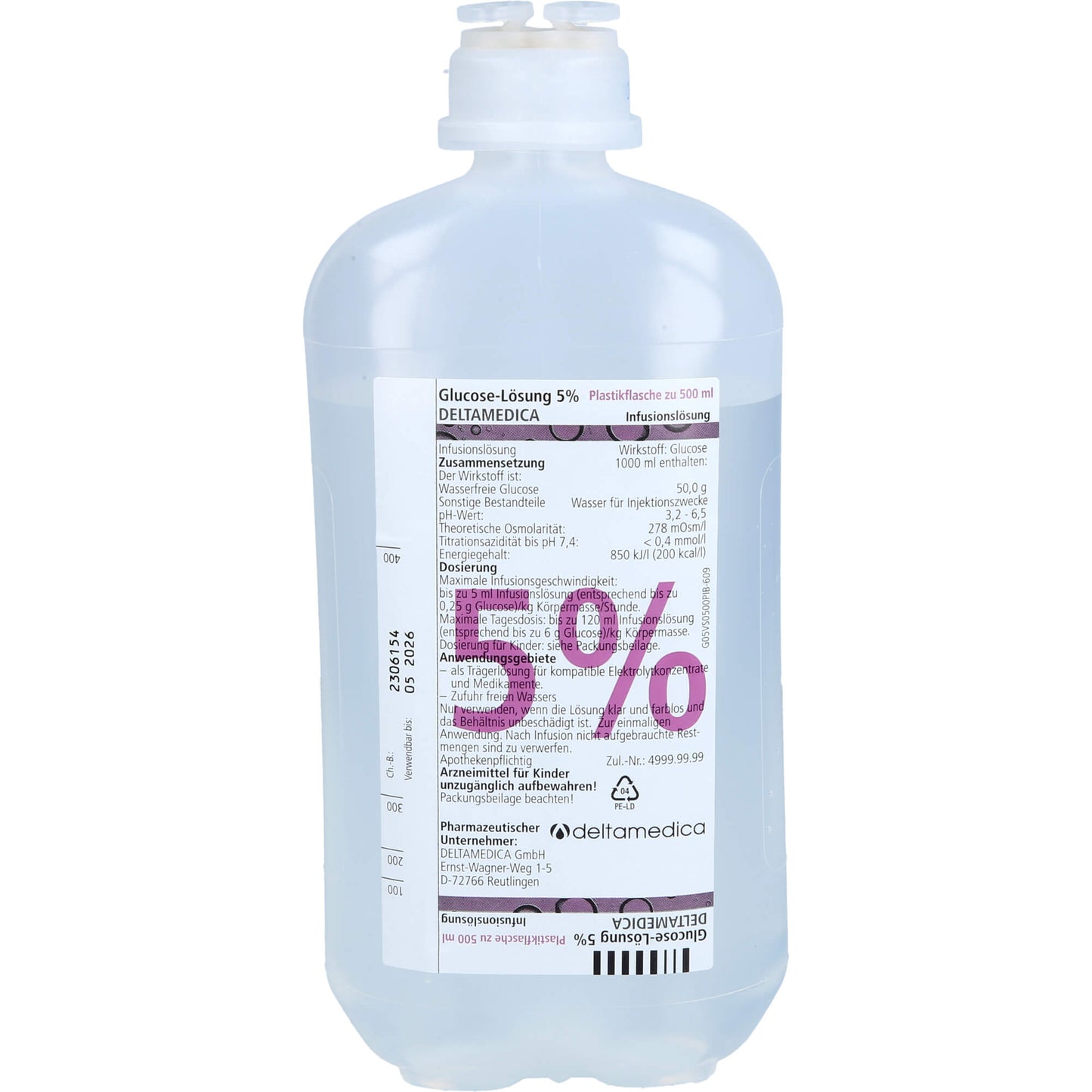 GLUCOSE 5% DELTAMEDICA infusion solution plastic bottle