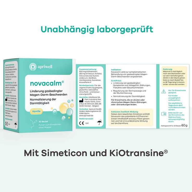 Gas relief, Novacalm vanilla sachets