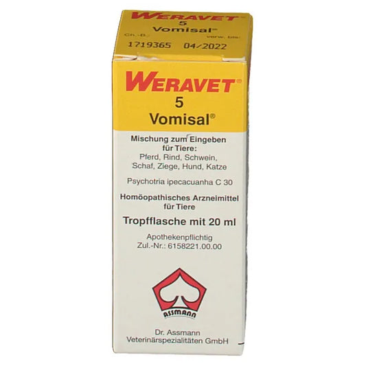 Homeopathic medicine for animals for bronchitis and hyperemesis Weravet® 5 Vomisal®
