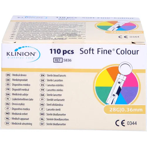 KLINION Soft fine color lancets 28 G