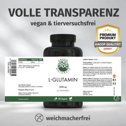 L-Glutamine 3000 mg vegan capsules 180 pieces