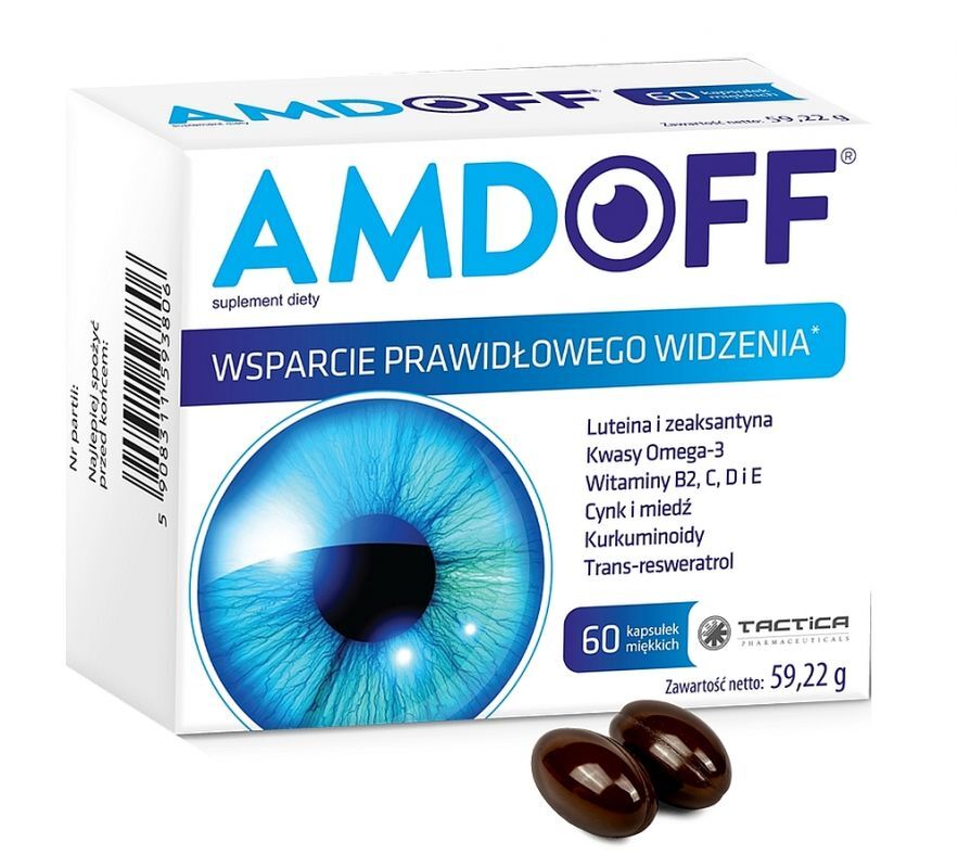 Lutein, zeaxanthin, trans-resveratrol and Omega-3 acids, Amdoff