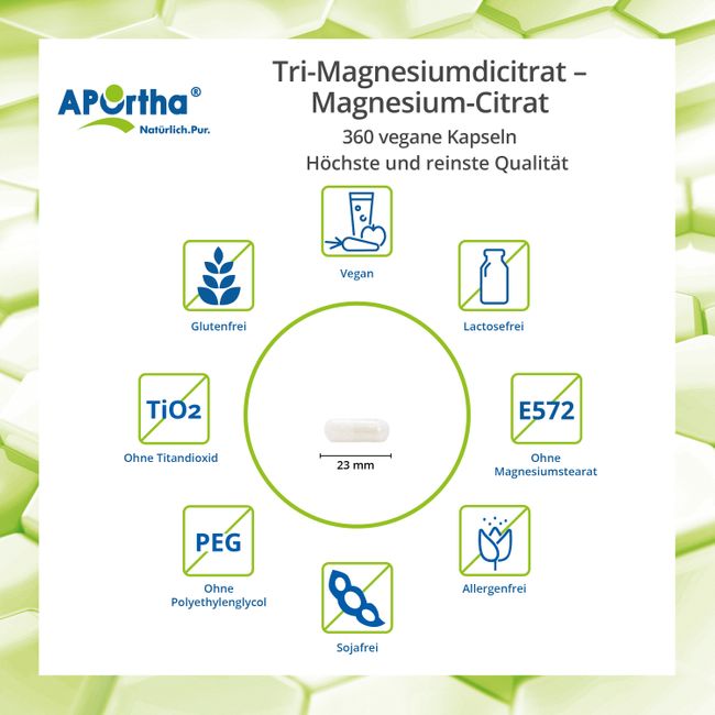 MAGNESIUM CITRATE Tri-magnesium dicitrate vegan caps. 360 pcs