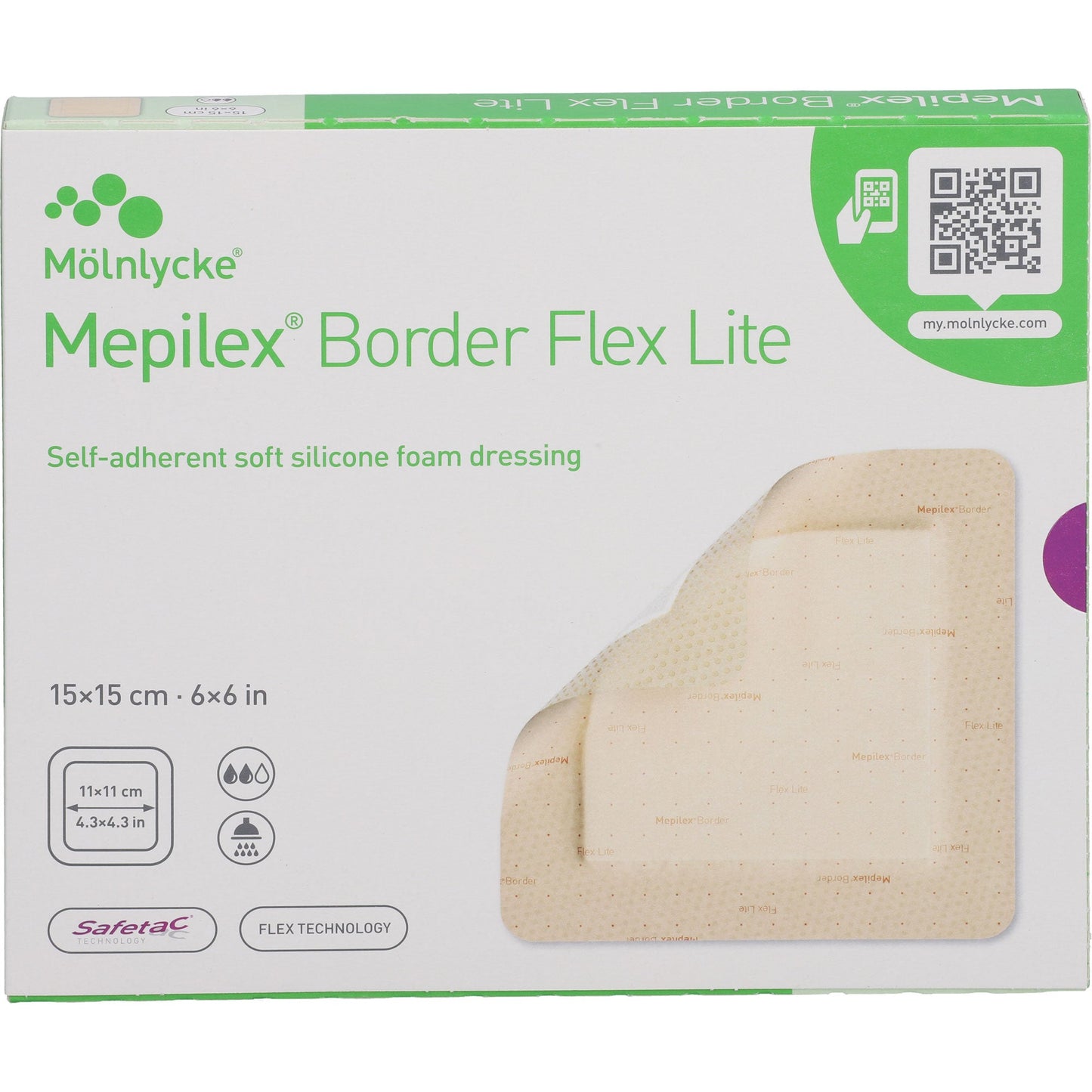MEPILEX Border Flex Lite foam dressing 15x15 cm
