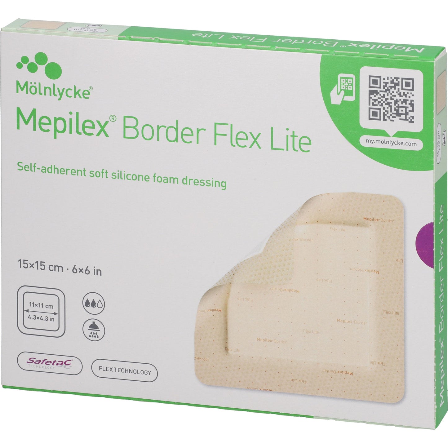 MEPILEX Border Flex Lite foam dressing 15x15 cm
