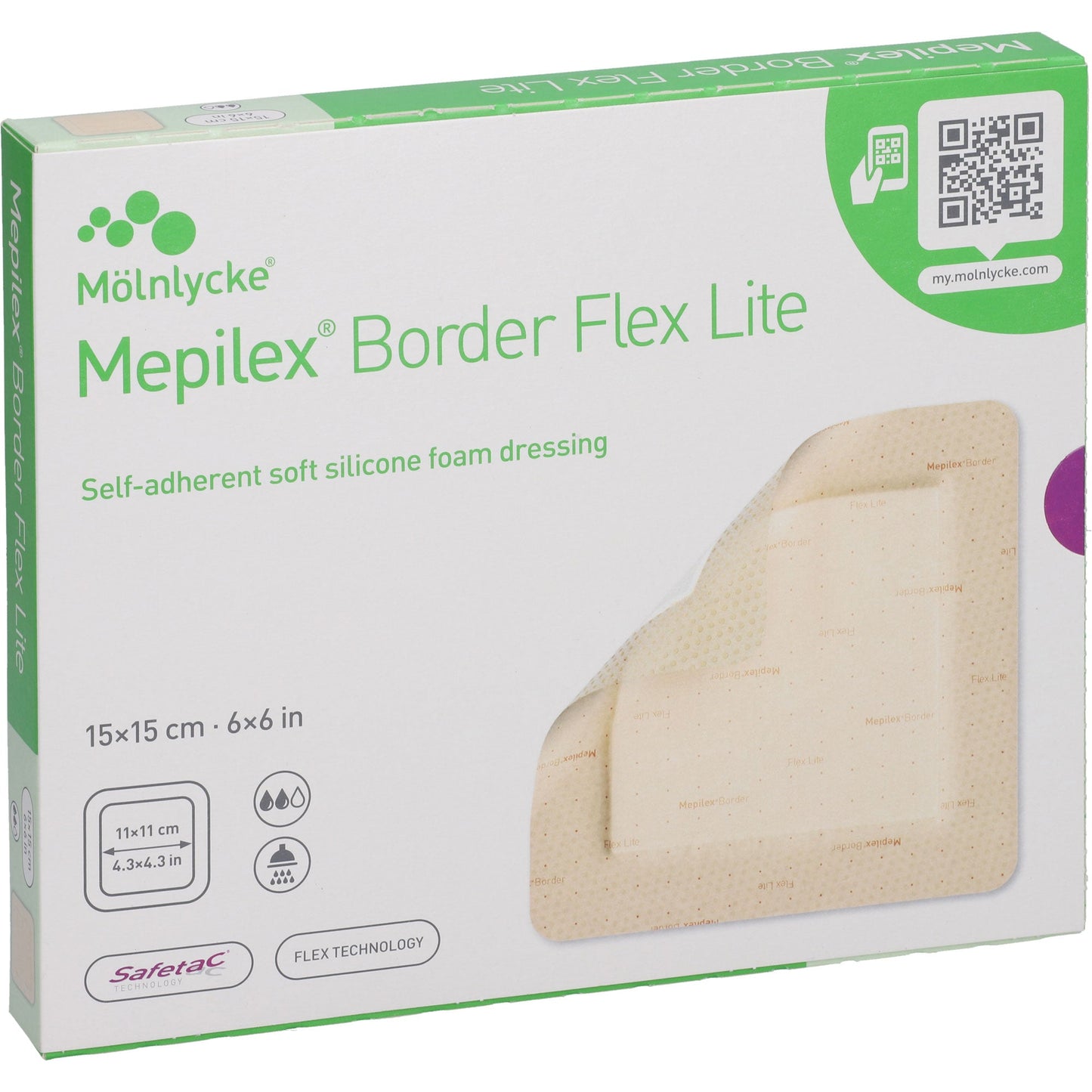 MEPILEX Border Flex Lite foam dressing 15x15 cm