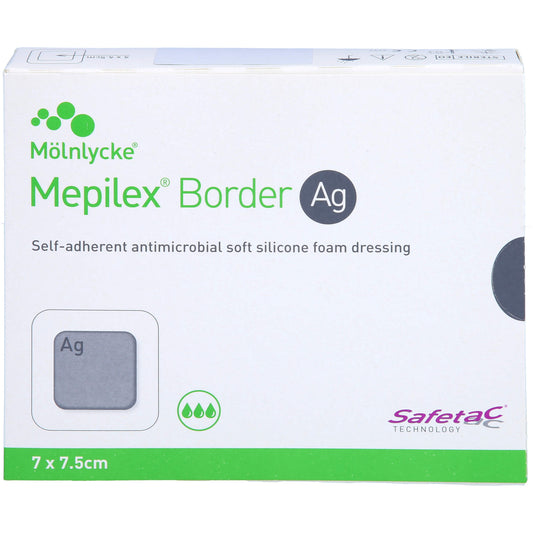 MEPILEX Border Ag foam dressing 7x7.5 cm sterile