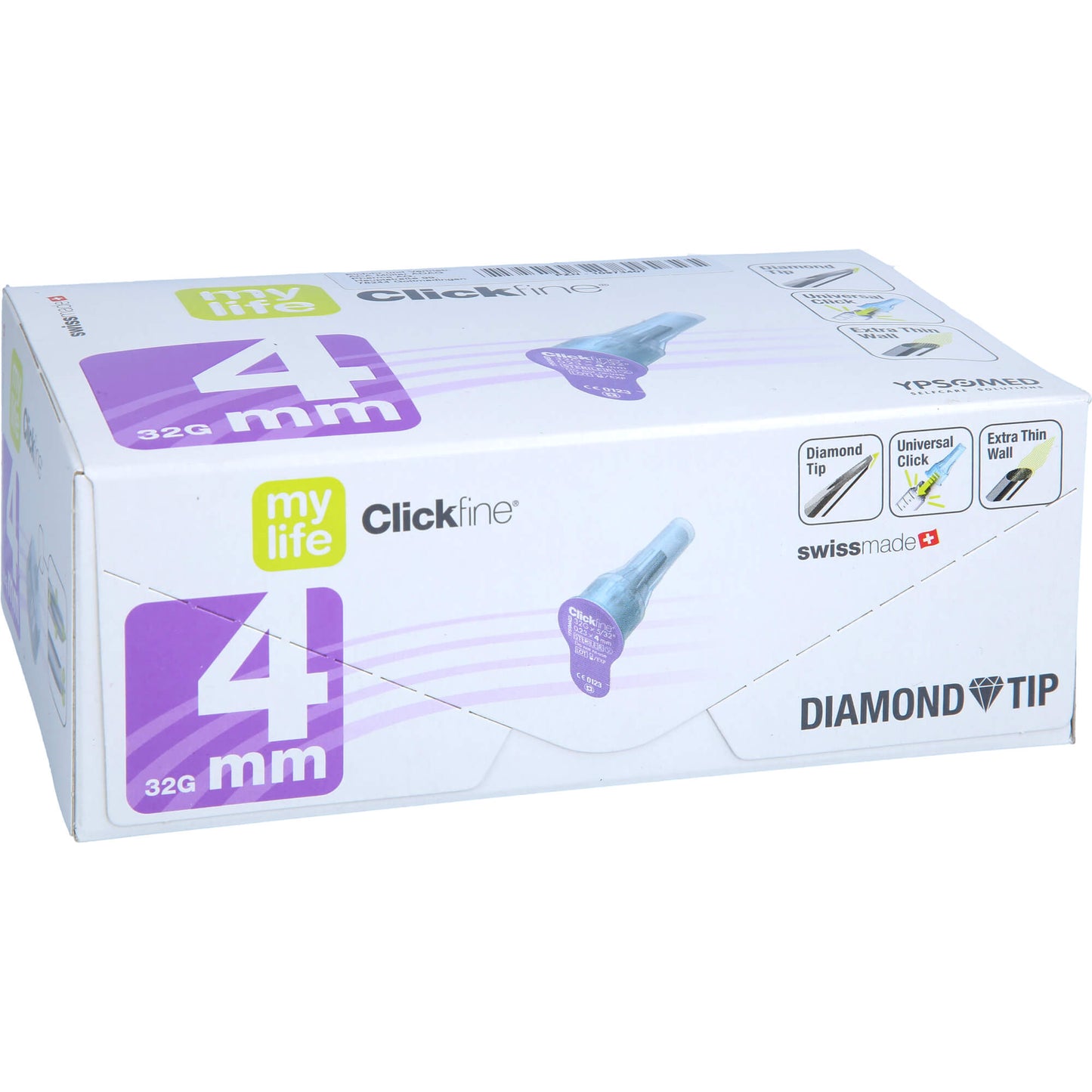 MYLIFE Clickfine Pen Needles 4 mm 32 G Diamond Tip
