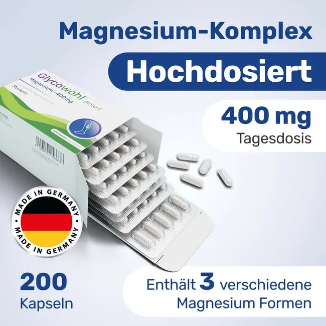 Magnesium 400 mg high dose vegan 200 capsules for vital muscles