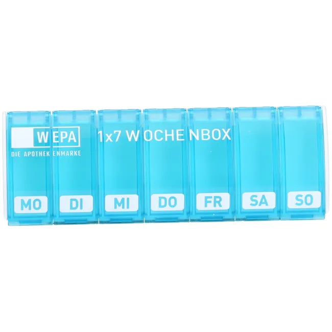 Medication box, WEPA 1x7 weekly box UV protection+ turquoise