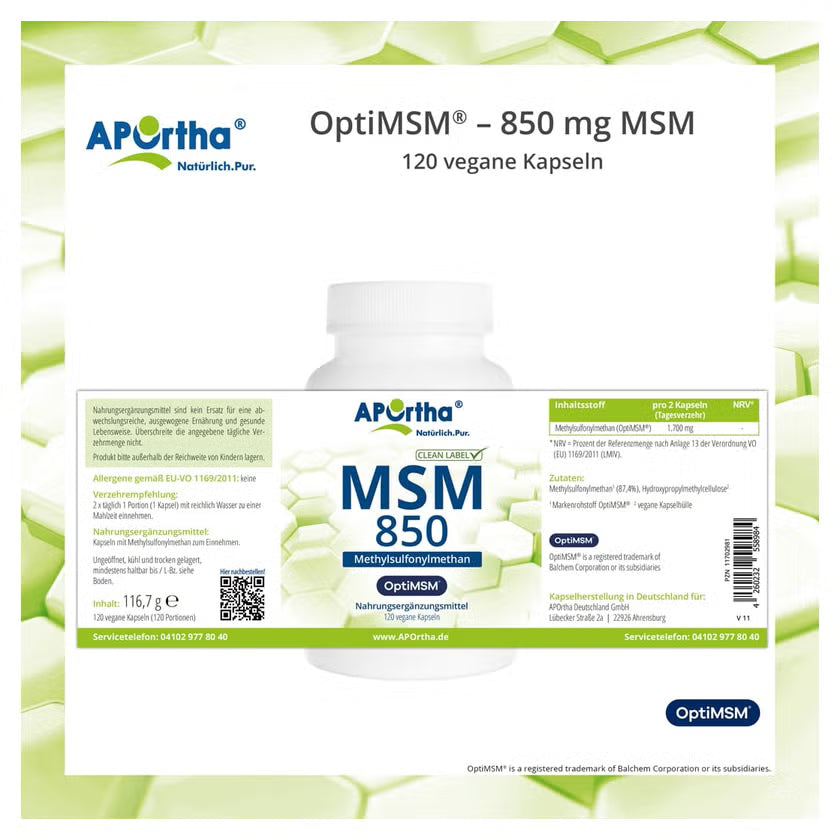 NORDHIT OptiMSM 850 mg MSM Capsules 120 pcs