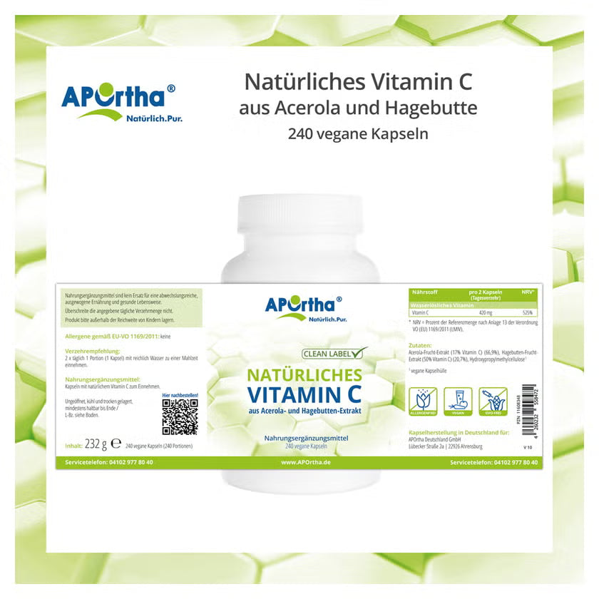 NORDHIT natural vitamin C vegetarian capsules 240 pcs