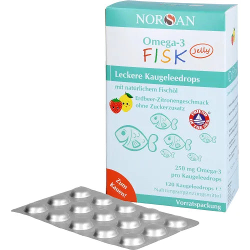 NORSAN Omega-3 FISK Jelly for children drag storage 120 pieces