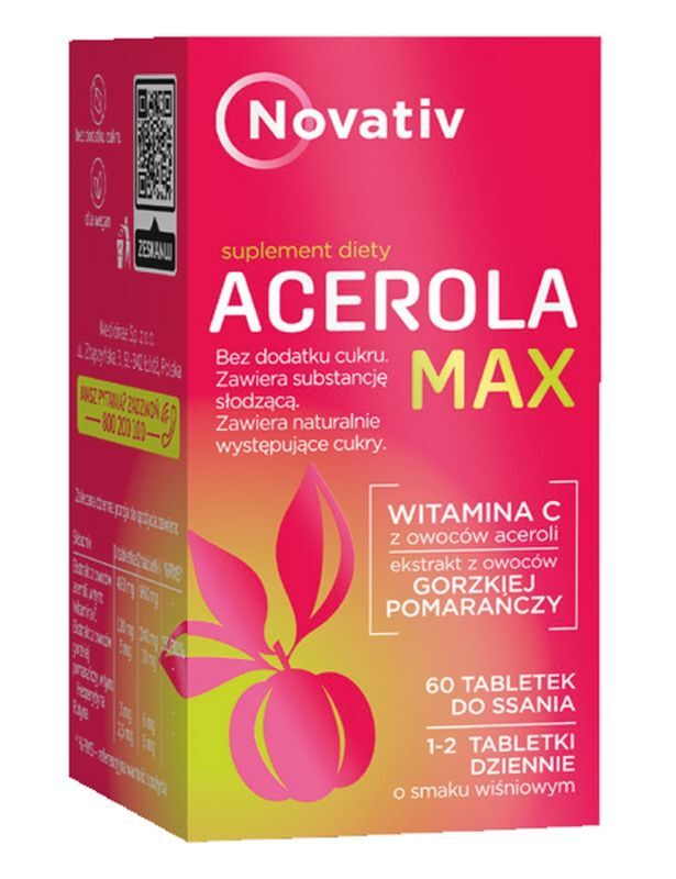 Novativ Acerola Max 60 cherry flavored lozenges
