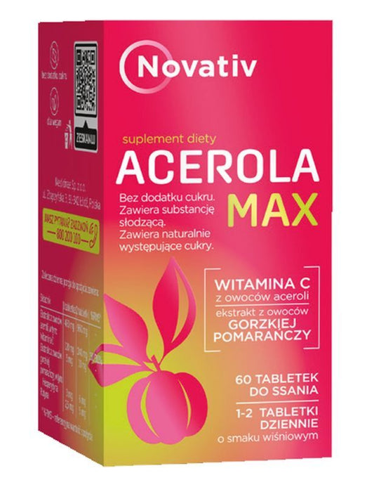 Novativ Acerola Max 60 cherry flavored lozenges