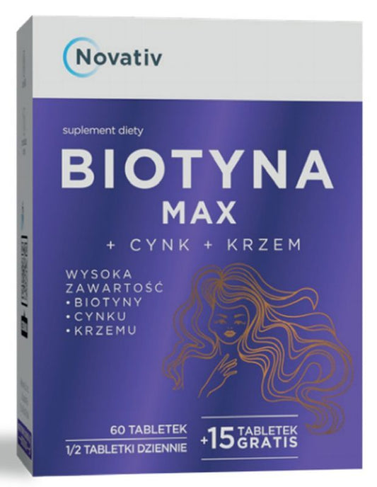 Novativ Biotin Max + Zinc + Silicon 75 tablets