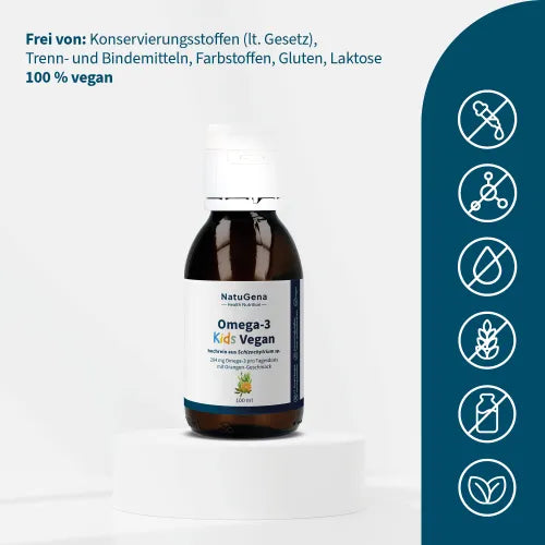 OMEGA-3 KIDS vegan 250mg DHA with orange liquid 100 ml