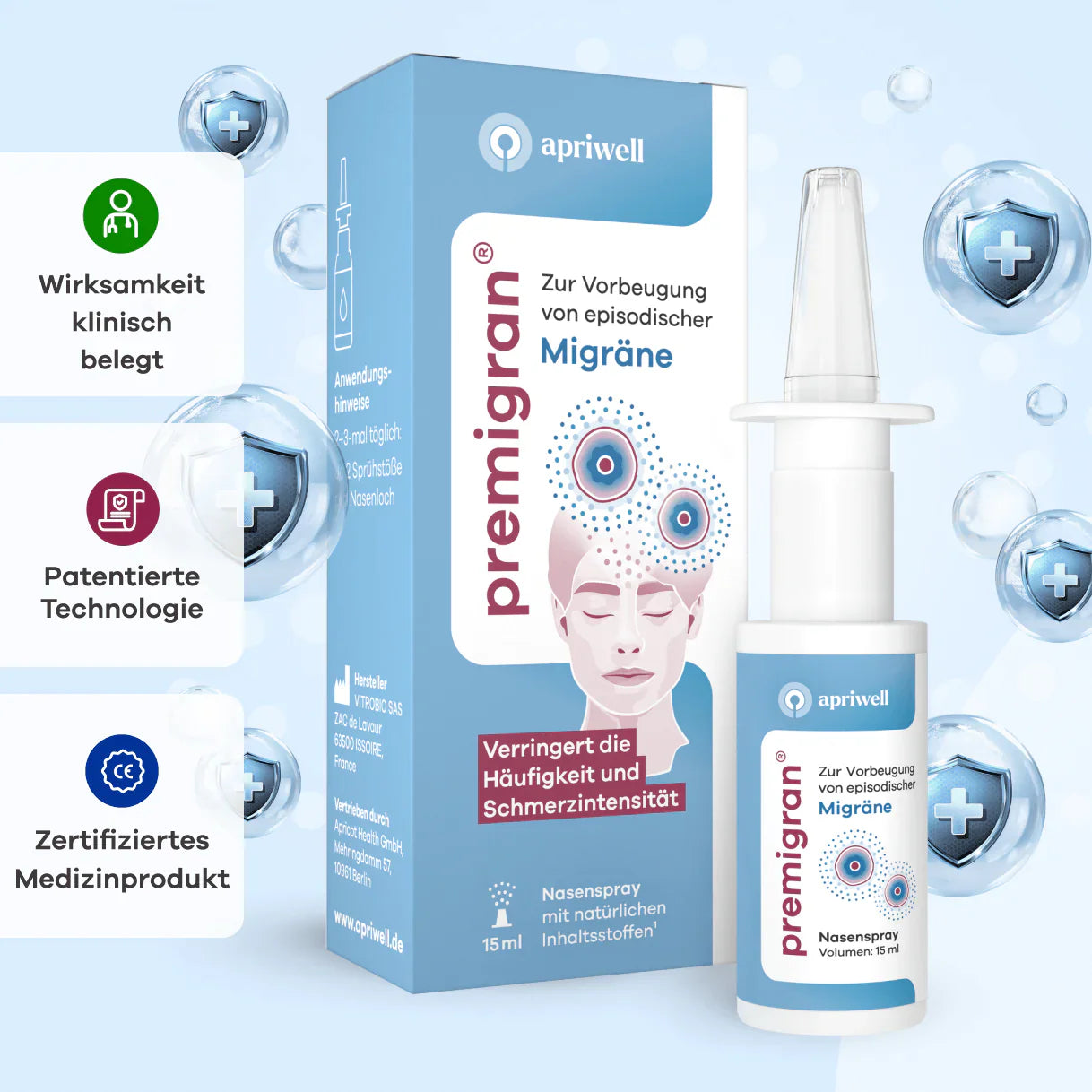PREMIGRAN Migraine Spray Apriwell Nasal Spray