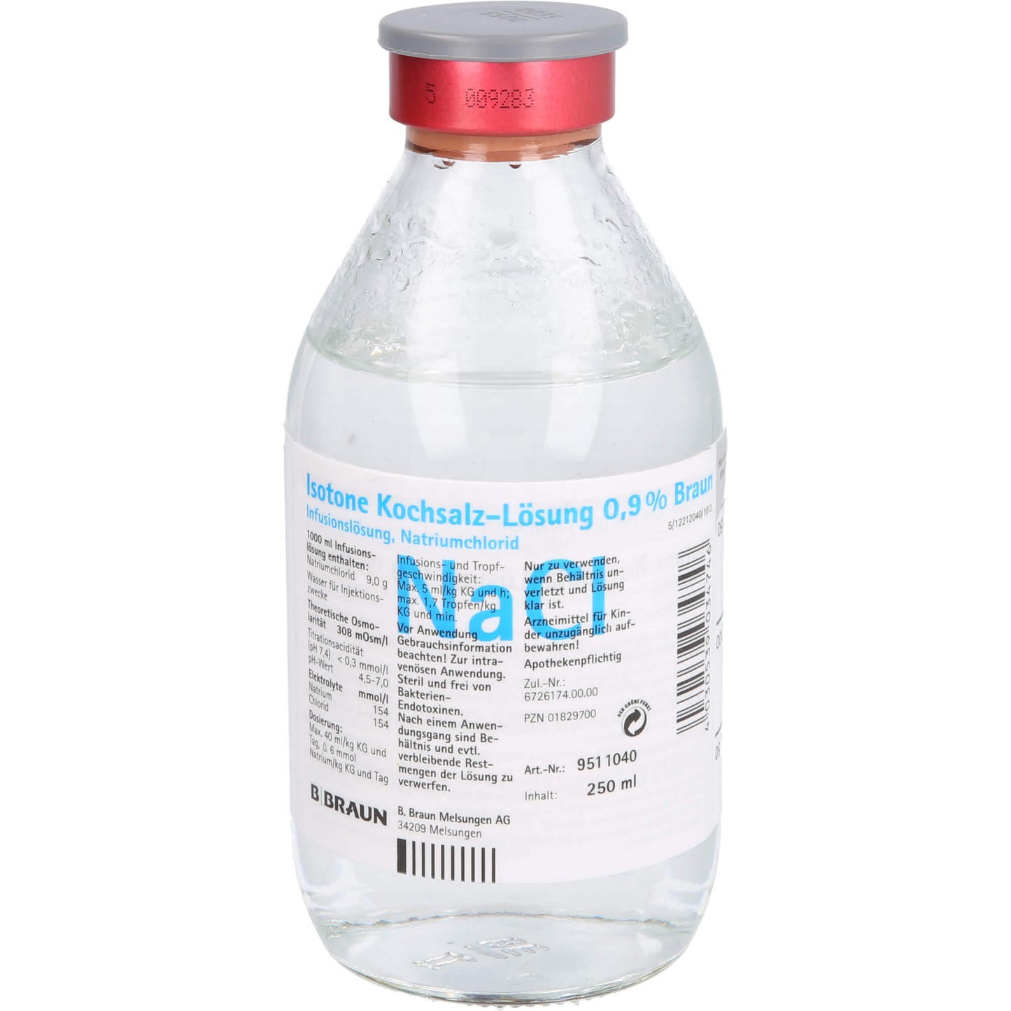 SALINE SOLUTION 0.9% glass bottle