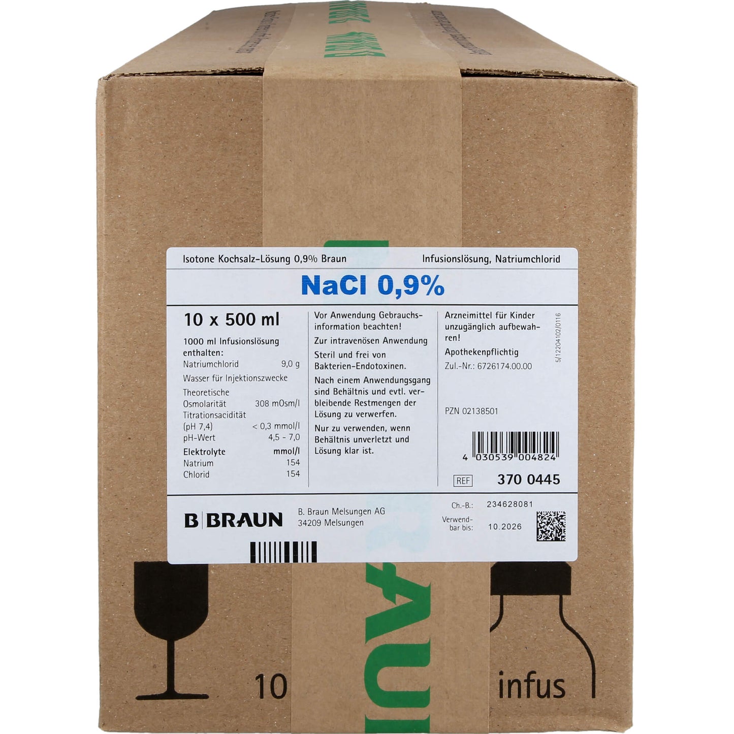 SALINE SOLUTION 0.9% glass bottle