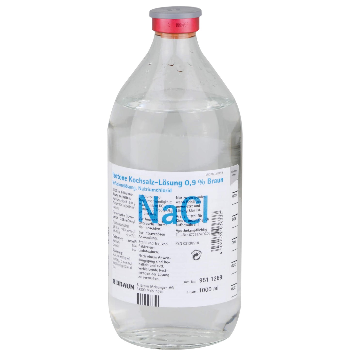 SALINE SOLUTION 0.9% glass bottle