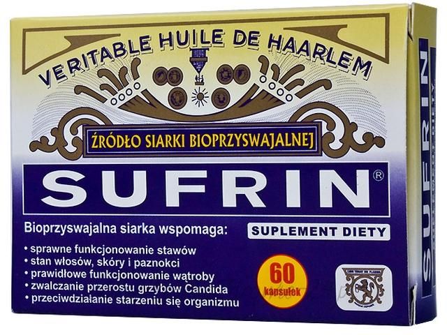 SUFRIN x 60 125mg capsules, Sulfur, pine oil, linseed oil
