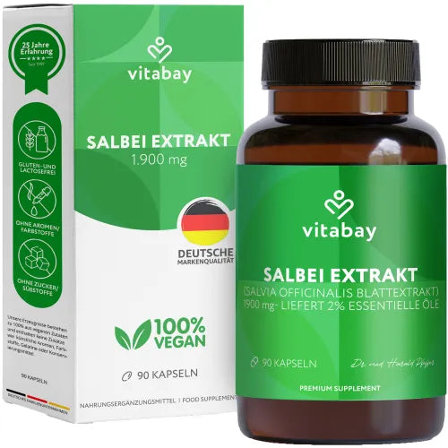 Sage extract 1900 mg Salvia officinalis vegetable capsules, 90 capsules