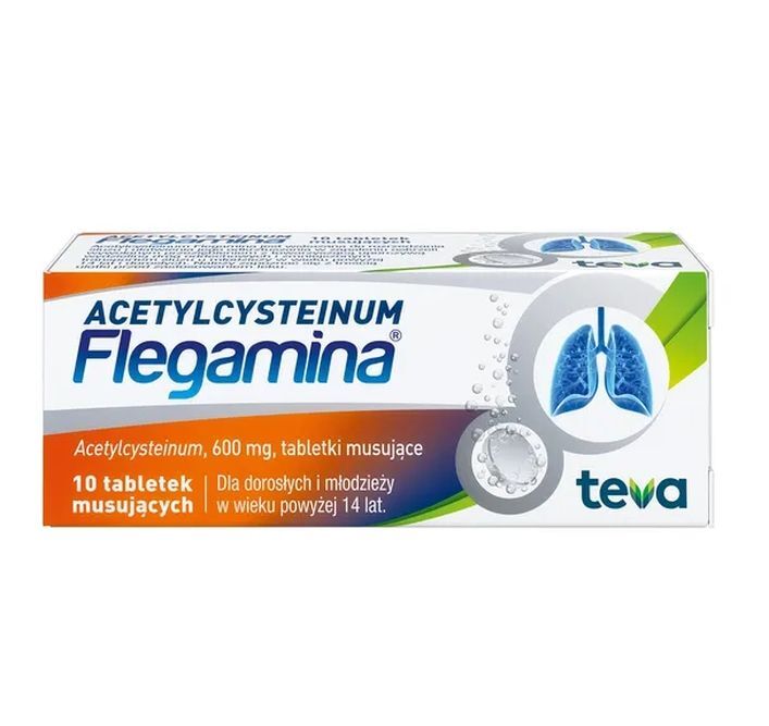 TEVA Acetylcysteinum FLEGAMINA  600 mg x 10 effervescent tablets