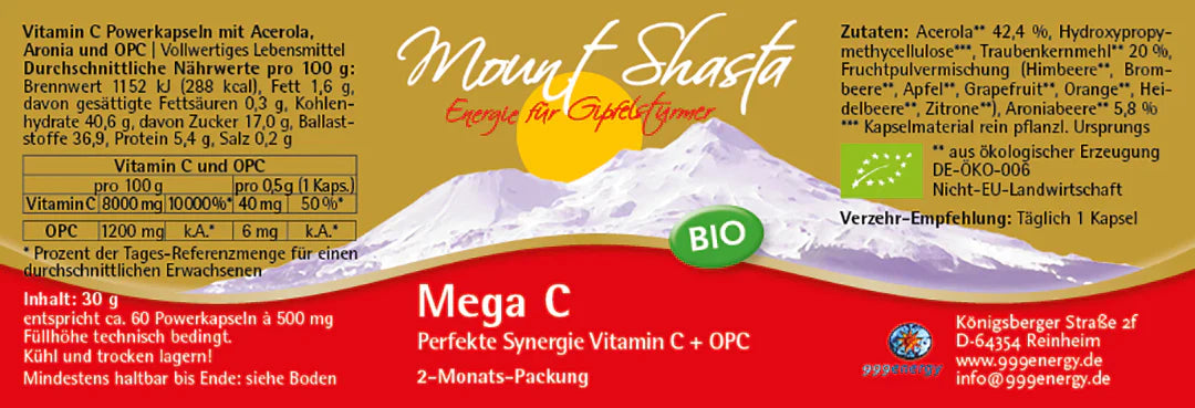 VITAMIN C POWER CAPSULES Mount Shasta Mega C