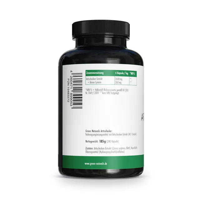 Vegan, gluten-free, no additives GREEN NATURALS ARTICHOKE Capsules