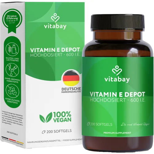 Vitamin E 600 IU Depot, vegan, high-dose, softgel, 200 tablets