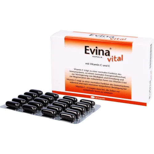 Vitamin C (L-ascorbic acid),Vitamin E (D-alpha-tocopherol) EVINA vital capsules