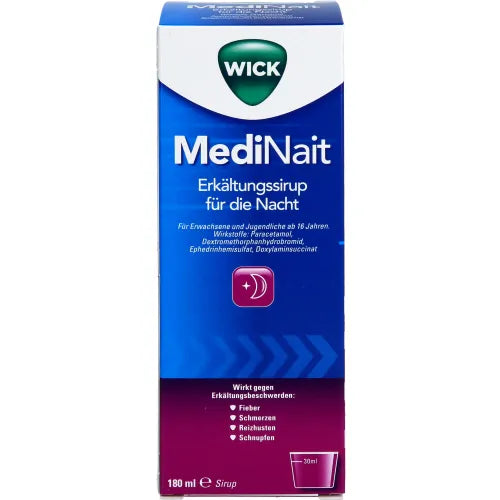 WICK MediNait cold syrup 180 ml headache, fever, runny nose and dry cough