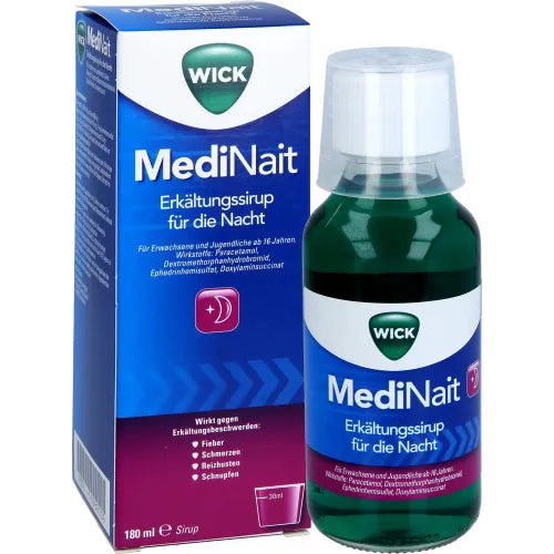 WICK MediNait cold syrup 180 ml headache, fever, runny nose and dry cough