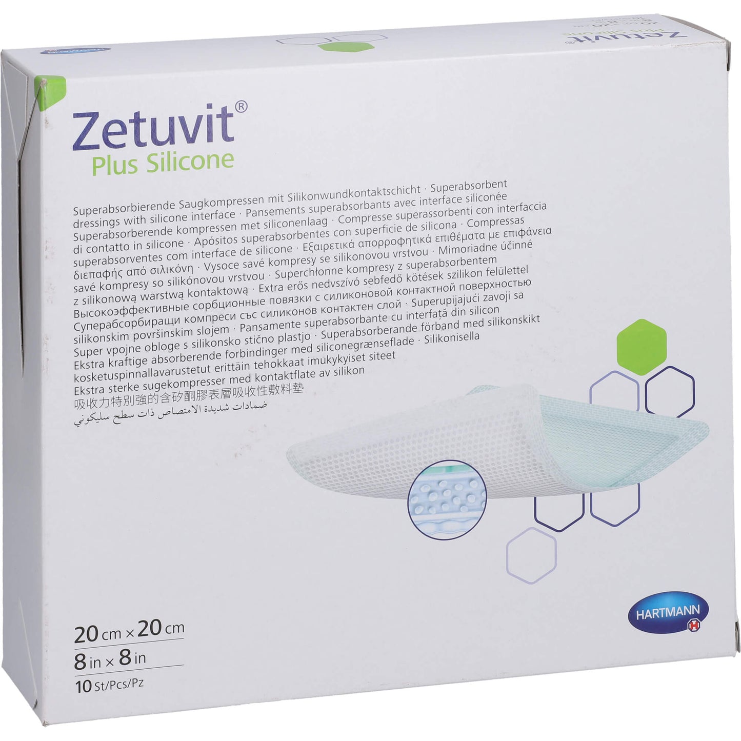 ZETUVIT Plus Silicone sterile 20x20 cm