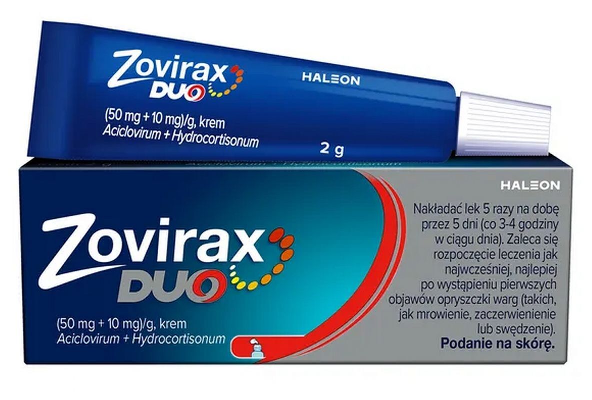 ZOVIRAX DUO cream, treatment of herpes of the lips and changes occurring on the face