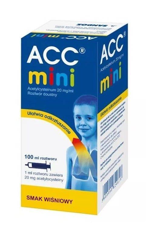 ACC MINI 20mg / ml oral solution 100ml, acetylcysteine, 3 years+ UK