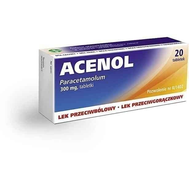 ACENOL tablets of 0.3 x 20, paracetamol, Children from 6 years of age UK