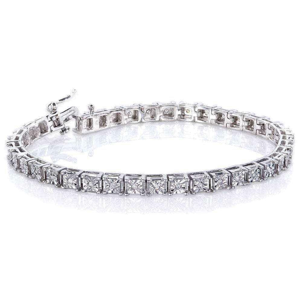 Annello by Kobelli Sterling Silver 1/2ct TDW Illusion Set Diamond Tennis Bracelet UK