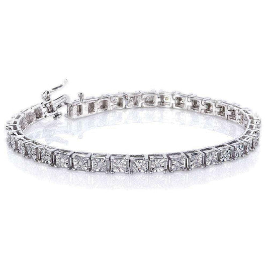 Annello by Kobelli Sterling Silver 1/2ct TDW Illusion Set Diamond Tennis Bracelet UK